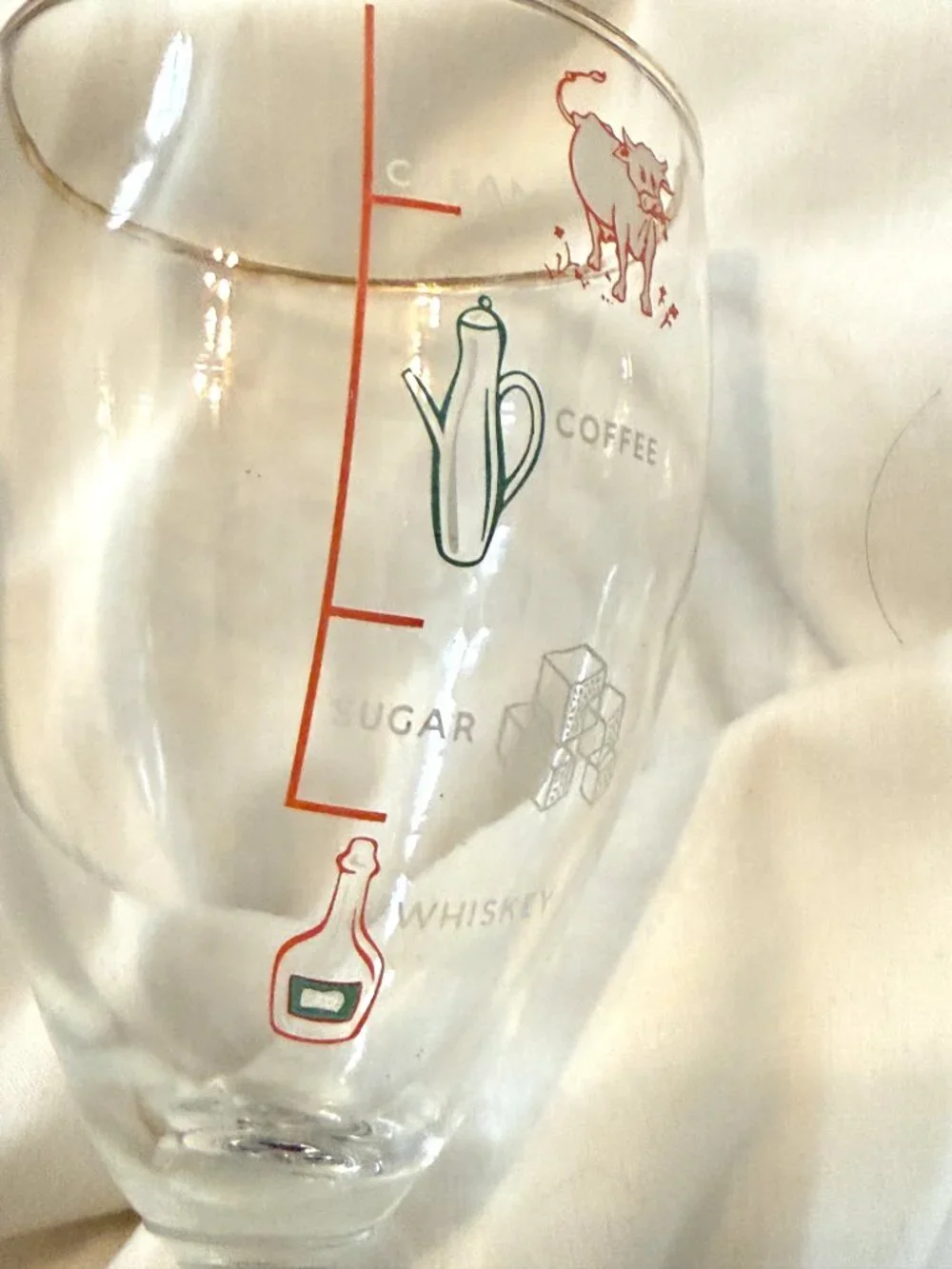Vintage Glass Irish Coffee mug With Recipe St Patrick's Shamrocks Retro Bar